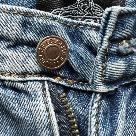 Angie Embroidered High Rise Denim Jean Shorts  size S w/ floral details - Picture 8 of 11